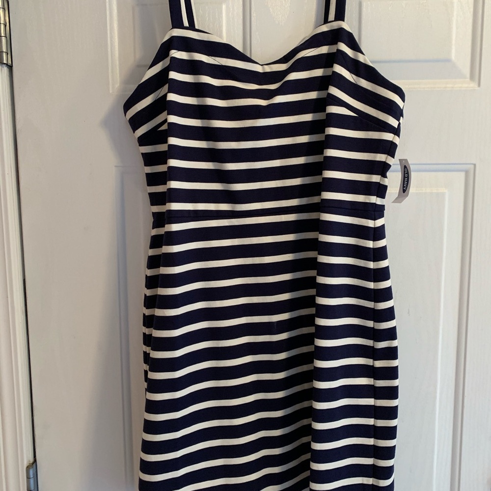 Old Navy White and navy striped dress XL